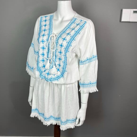 Melissa Odabash Dress Cover up Medium embroidered Tennis boho Martina white - Picture 11 of 14